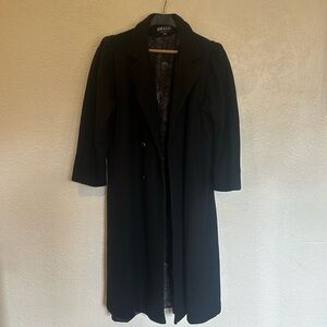 Jofeld Black Trench Coat W/ Interior Floral Lining SZ 12